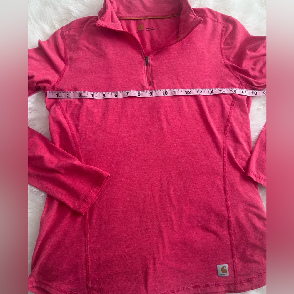 Carhartt Women's Force Long-Sleeve half Zip-Up Shirt size M Red Pink Heather - Picture 4 of 7